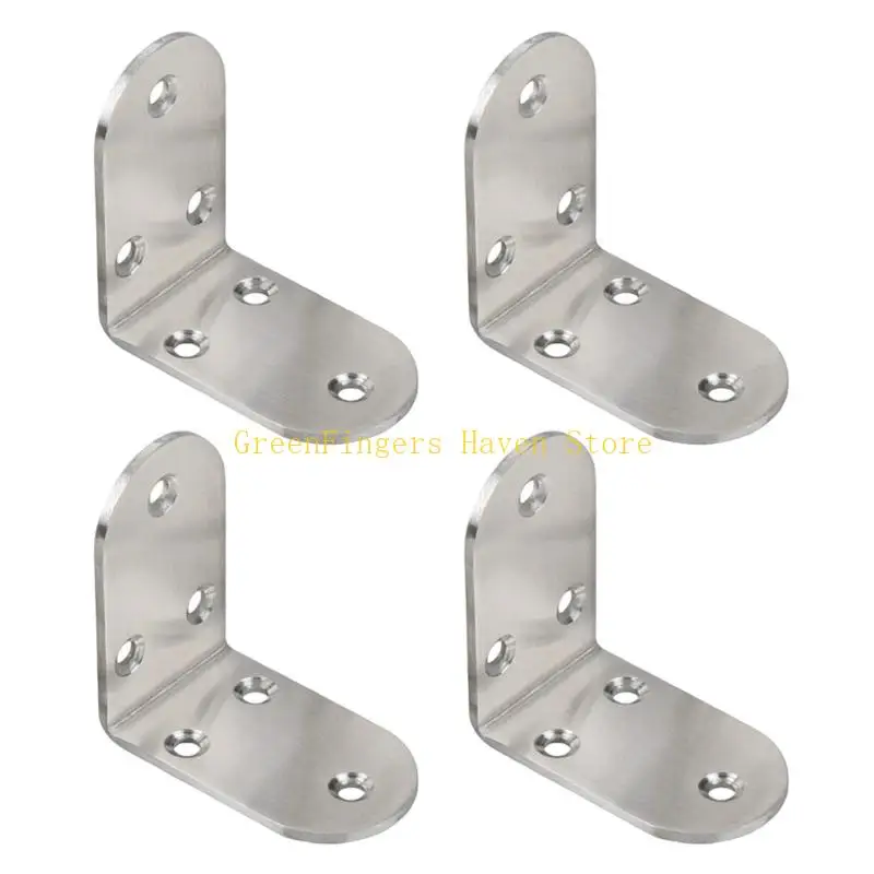 F68D 4Pcs Multipurpose Stainless Steel Right Angles Brackets 3 Hole Fixing Plates