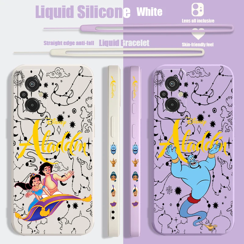 Disney Handsome Aladdin Liquid Left Rope Phone Case For Redmi 6 7 8 9 10 11 12 13 K30 40 50 60 AT X A1 Ultra Pro Soft Cover Capa