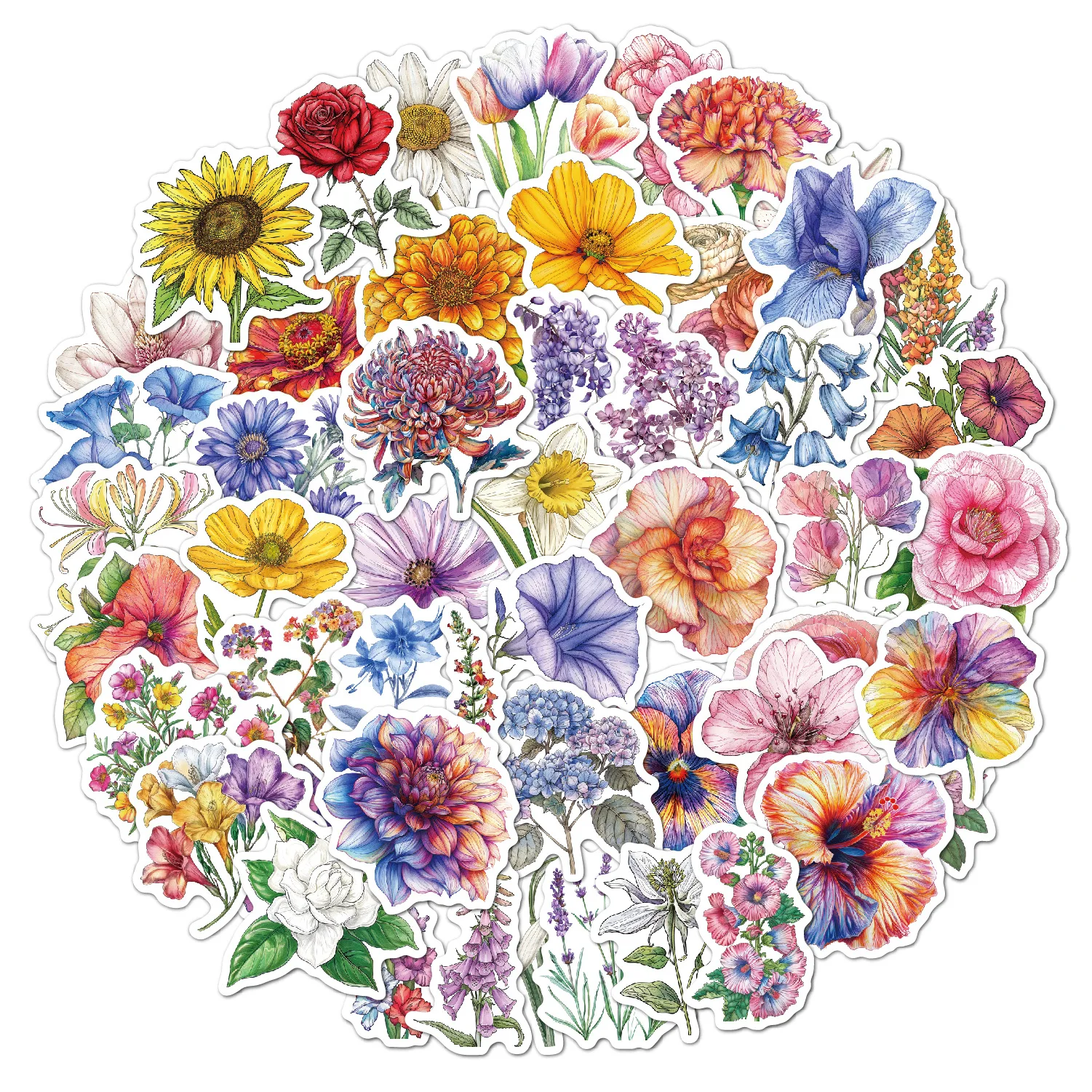Shiny Holographic Floral Stickers Self Adhesive Waterproof Vinyl for Water Bottle Computer Journal Gift Suitcase view 2