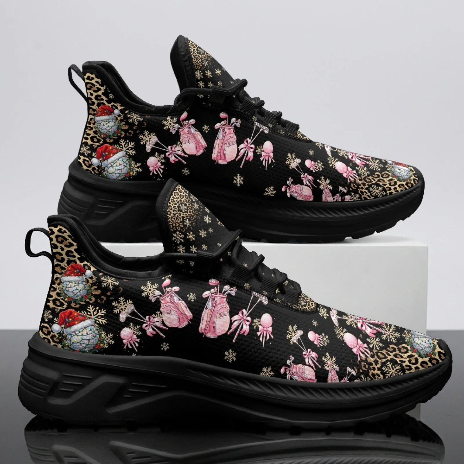 PENSTROLL Leopard Snowflake Breathable Running and Walking Shoes for Men Tennis Casual, Lace-Up Workout Casual Sports Shoe