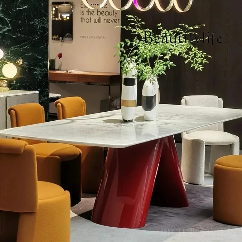 

Italian natural marble Modern simple marble square dining table Oval dining table Round Stone designer