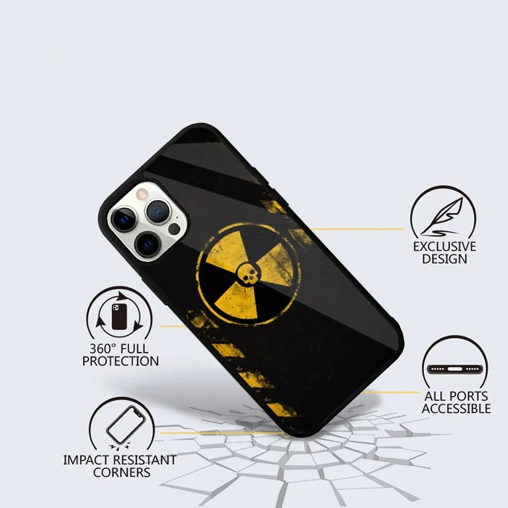 Nuclear Radiation Toxic Danger Phone Case For iPhone 15,14,13,12,11,Plus,Pro,Max Mini Magsafe Magnetic Wireless Charging