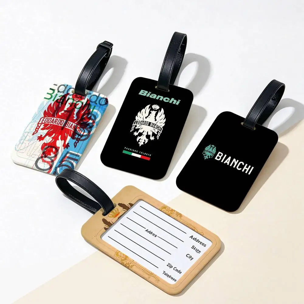 B-Brand-B-Bianchi-Logo PVC Baggage Identification Tag Anti lost Information Card Holder Travel Suitcase Name Tag