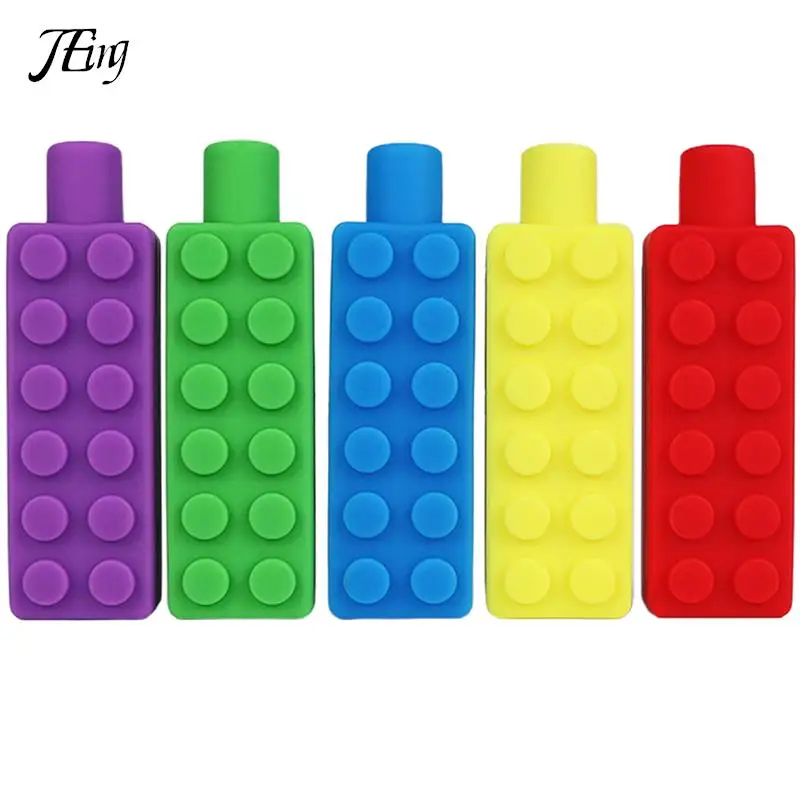 Chewable Pencil Topper Bite Silicone Teether Pencil Cap Sensory Toy For Kids Children Autism ADHD Chewing Teether