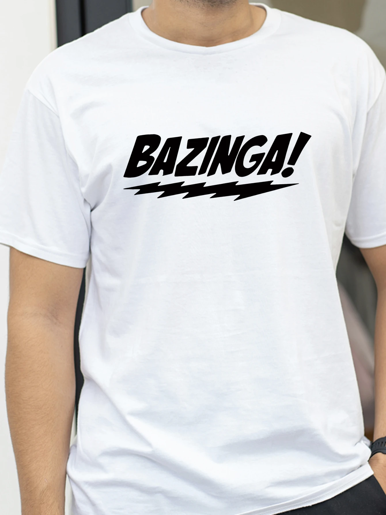 

The Big Bang Theory Bazinga T Shirt Men Cotton Handsome Sheldon Cooper T-Shirt Geek Tbbt Tee Tops Merch Gift