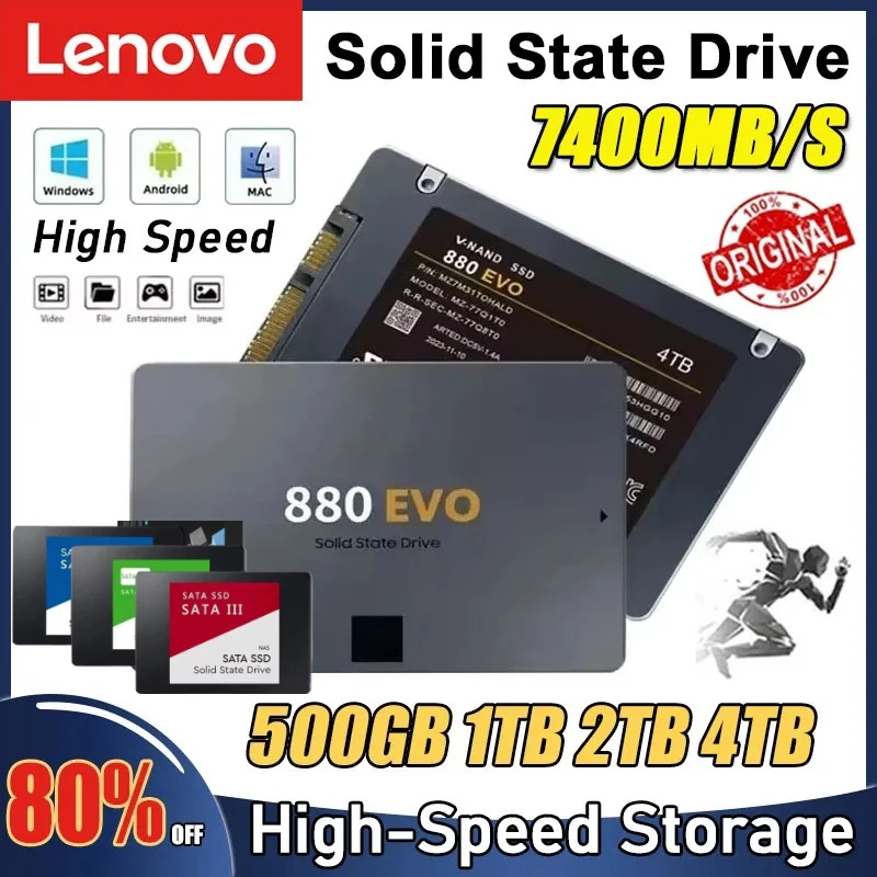 

Lenovo 4TB SSD External Hard Disk For Internal Hard Drive Sata3 Interface Portable High Speed Solid State Drive For Laptop