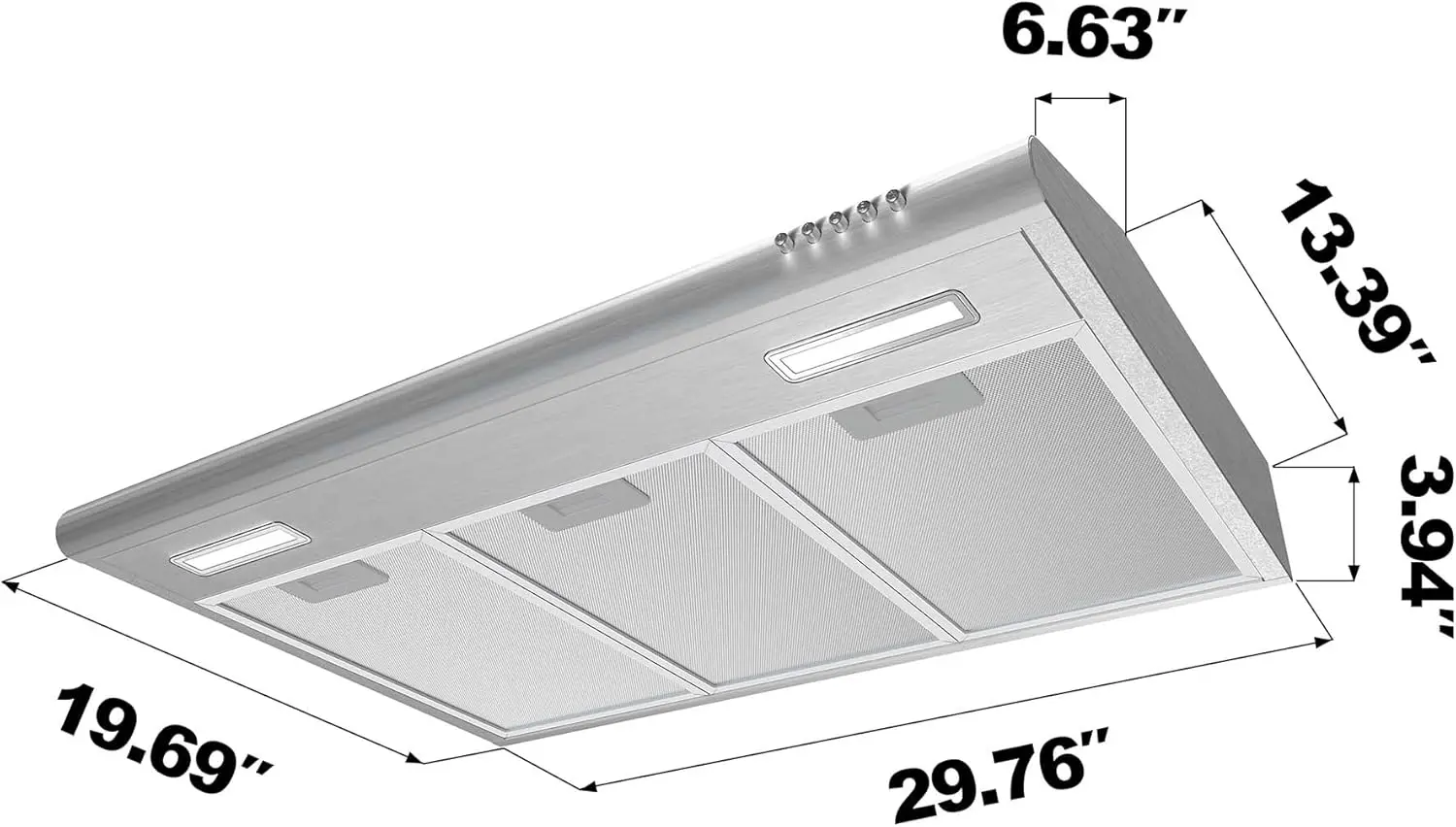 Range Hood 30 inch Under Cabinet Ductless Vent Hood for Kitchen Stove Hood with 3 Speed Exhaust Fan in Stainless