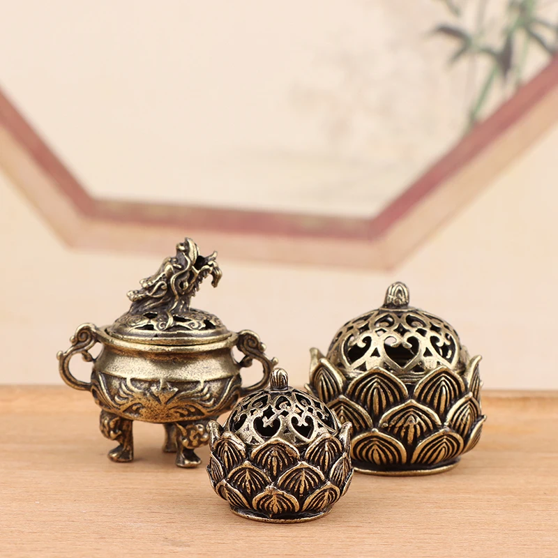 1pc Buddhist Utensils Incense Burner Lotus Incense Censer Archaic Sandalwood House Furnishings Home Office Decoration