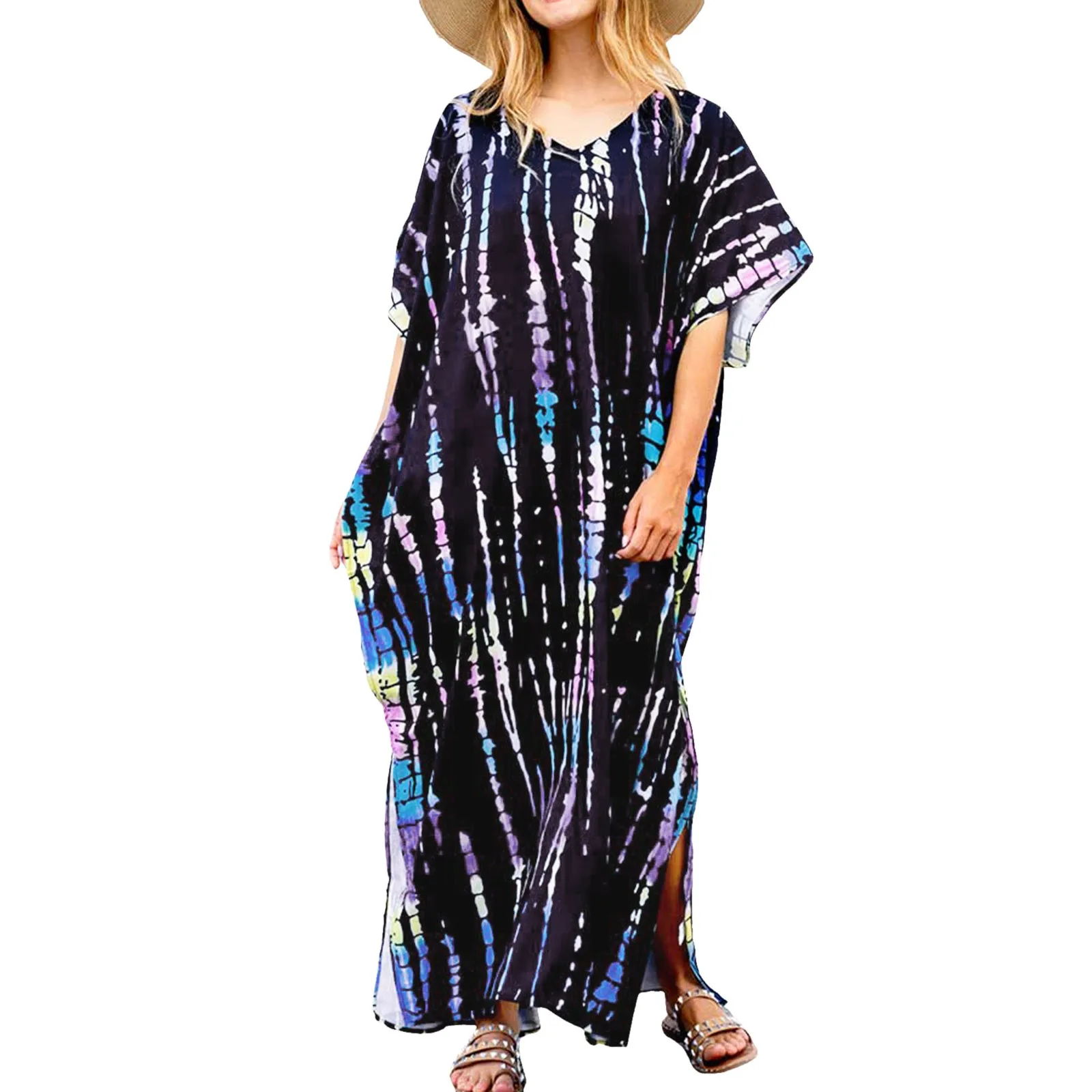 New Style African Summer Short Sleeve Dashiki Dresses Flora Loose Boubou Maxi Islam Women Casual Dress African Abaya Clothes