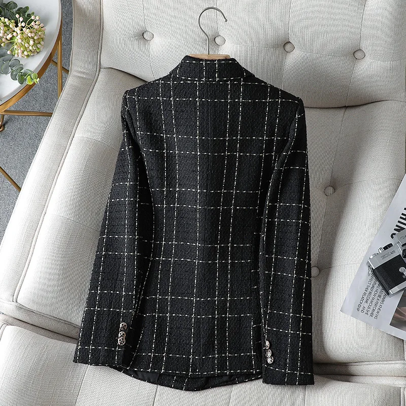 Women's Spring and Autumn Flower Tweed Suit Coat 2026 New Double breasted Flip Collar Small Fragrant Coat