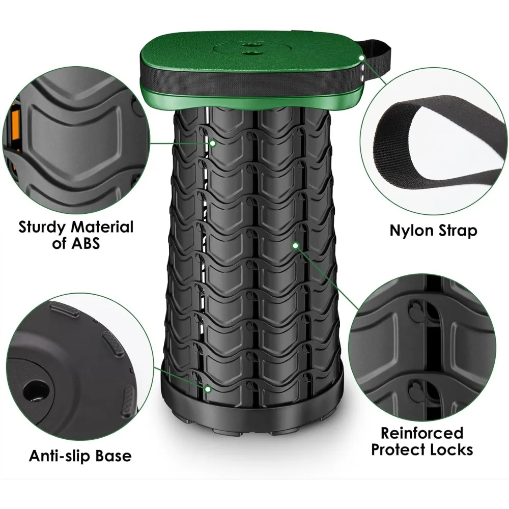 مقعد تخييم قابل للطي مربع قابل للطي محمول خفيف الوزن تصغير أقصى حمولة 485 رطل مقعد خارجي أخضر