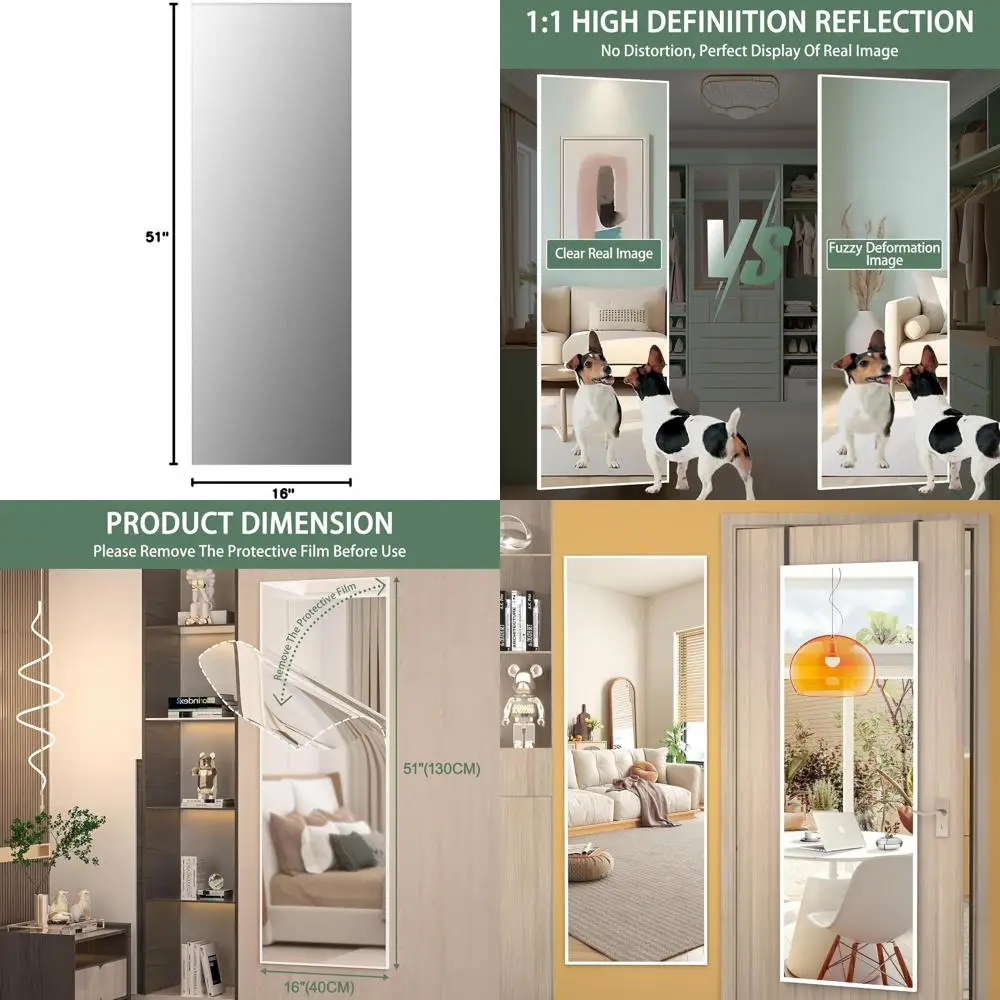 

Over-Door Wall Mirror, 51 x 16 - Perfect for Bedrooms, Living Rooms, and Cloakrooms