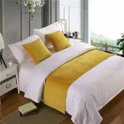 Camino de cama de terciopelo de lujo de estilo europeo, decoración del hogar, Hotel, bandera de cama, dormitorio de boda, toalla de cola de cama, funda de almohada