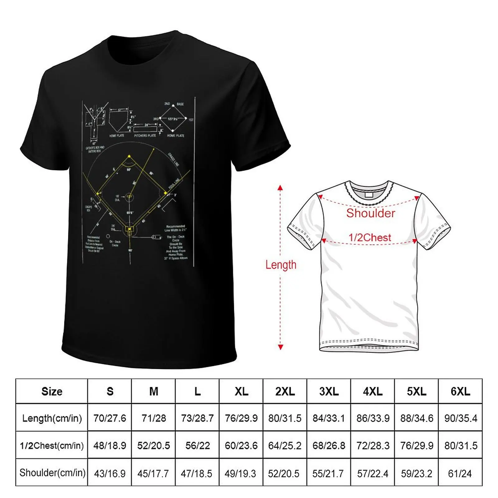 Baseball Diamond Diagram T-Shirt cute clothes custom t shirt funnys boys animal print graphic shirts men