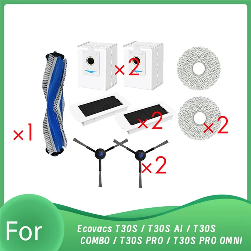 9 Pcs For Ecovacs T30S / T30S AI / T30S COMBO / T30S PRO / T30S PRO OMNI Robot Vacuum Cleaner Parts Replacementa83x