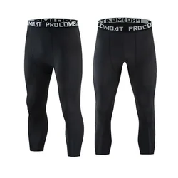 Basketball Tight Pants Mens Seven High Elastic Training Sports Fitness 7 Points Leggings Fast Dry