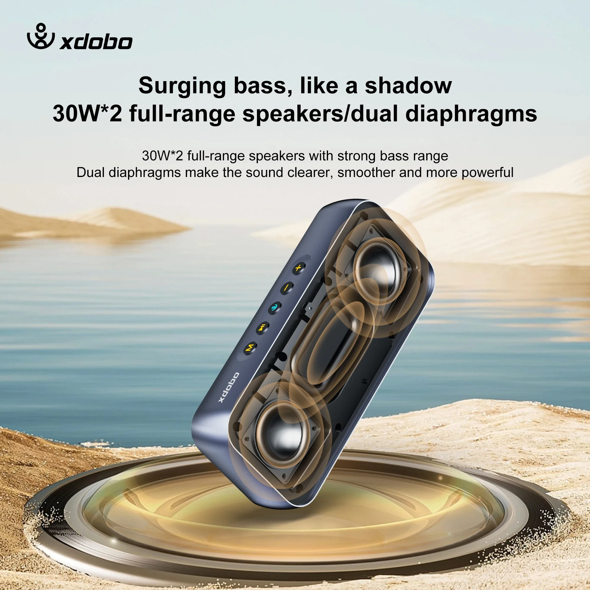 

XDOBO Luxe 60W Bluetooth Wireless Subwoofer Portable Outdoor Speaker Deep Bass Waterproof TWS Function Support USB /TF/AUX