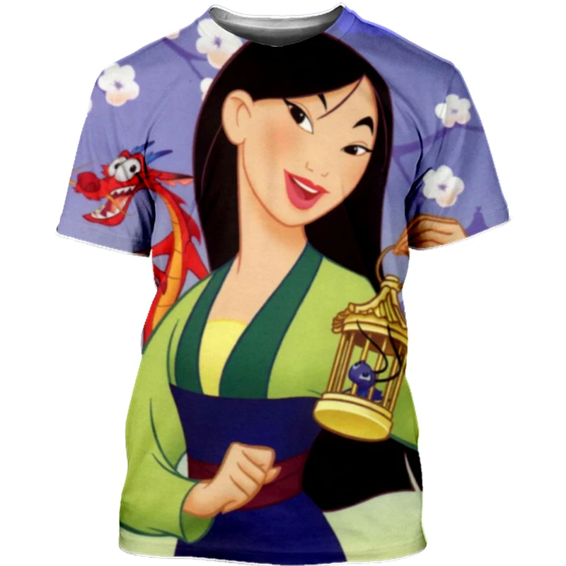 Mulan Boys and Girls T-shirt Disney Men's T-shirt 3D Printing Fashion Short Sleeve MINISO Men's T-shirt Oversized Men's Clothing