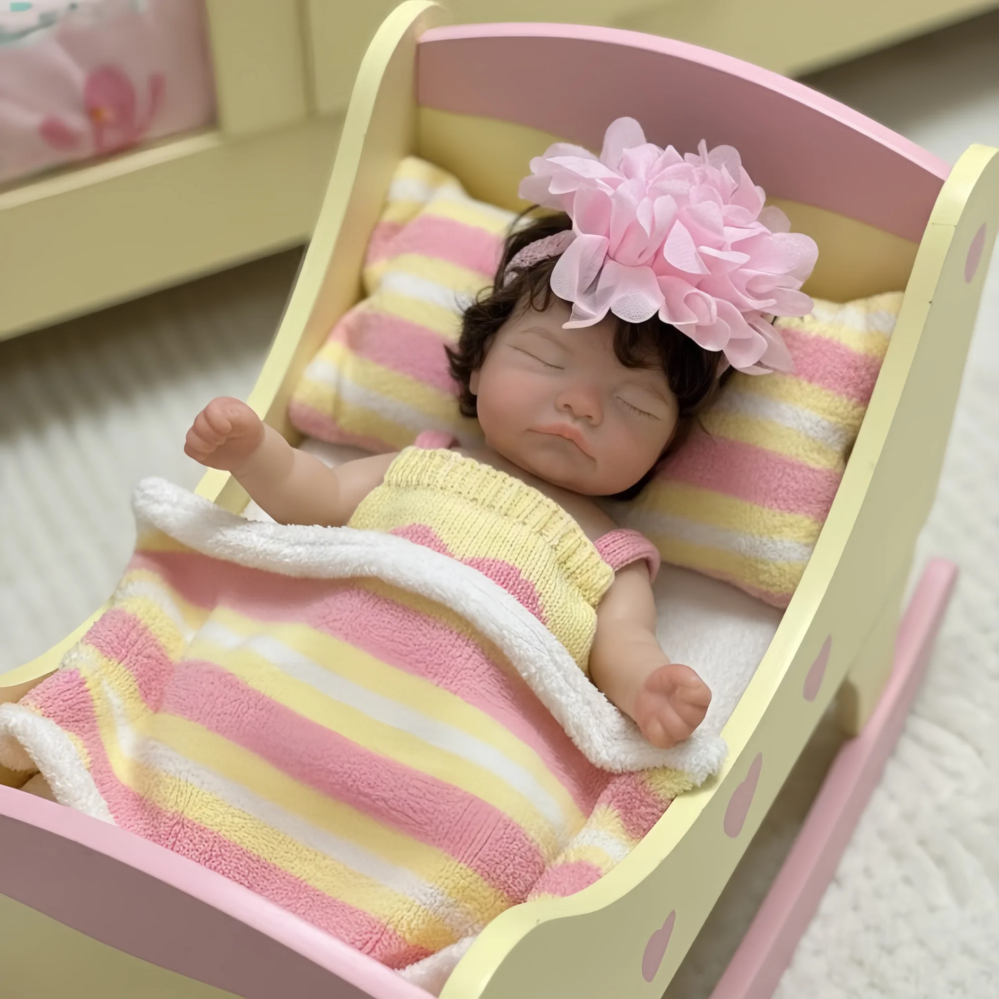 10Inch/25cm Open Mouth&Rooted Hair Solid Silicone Reborn Girl Doll bebe reborn de silicona Soft Touch Newborn Doll Perfect Gift