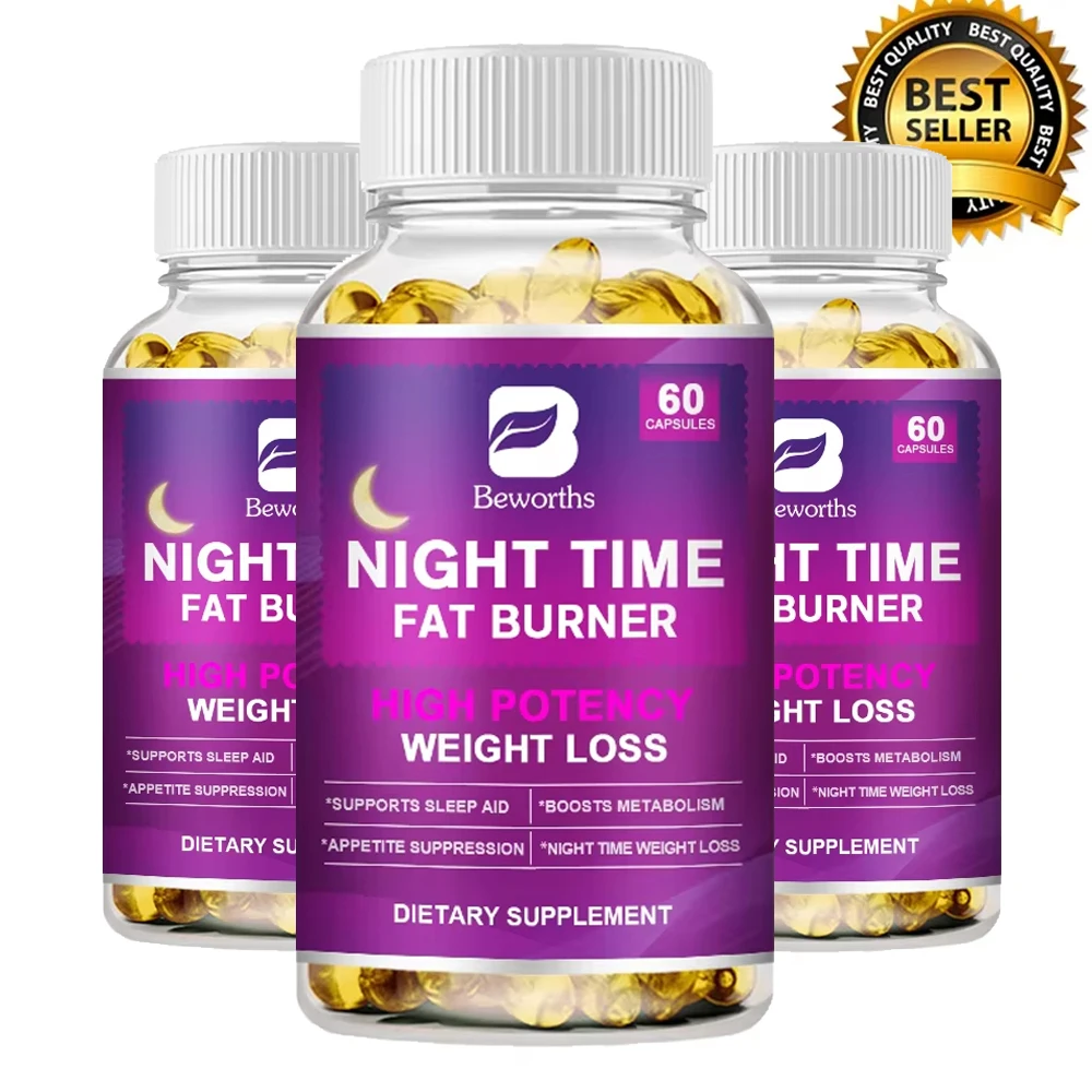 BEWORTHS Night Time Fat Burnner Capsule for Women and Men Loss Weight Management Weight Slimming Tool Detox Burning Fat