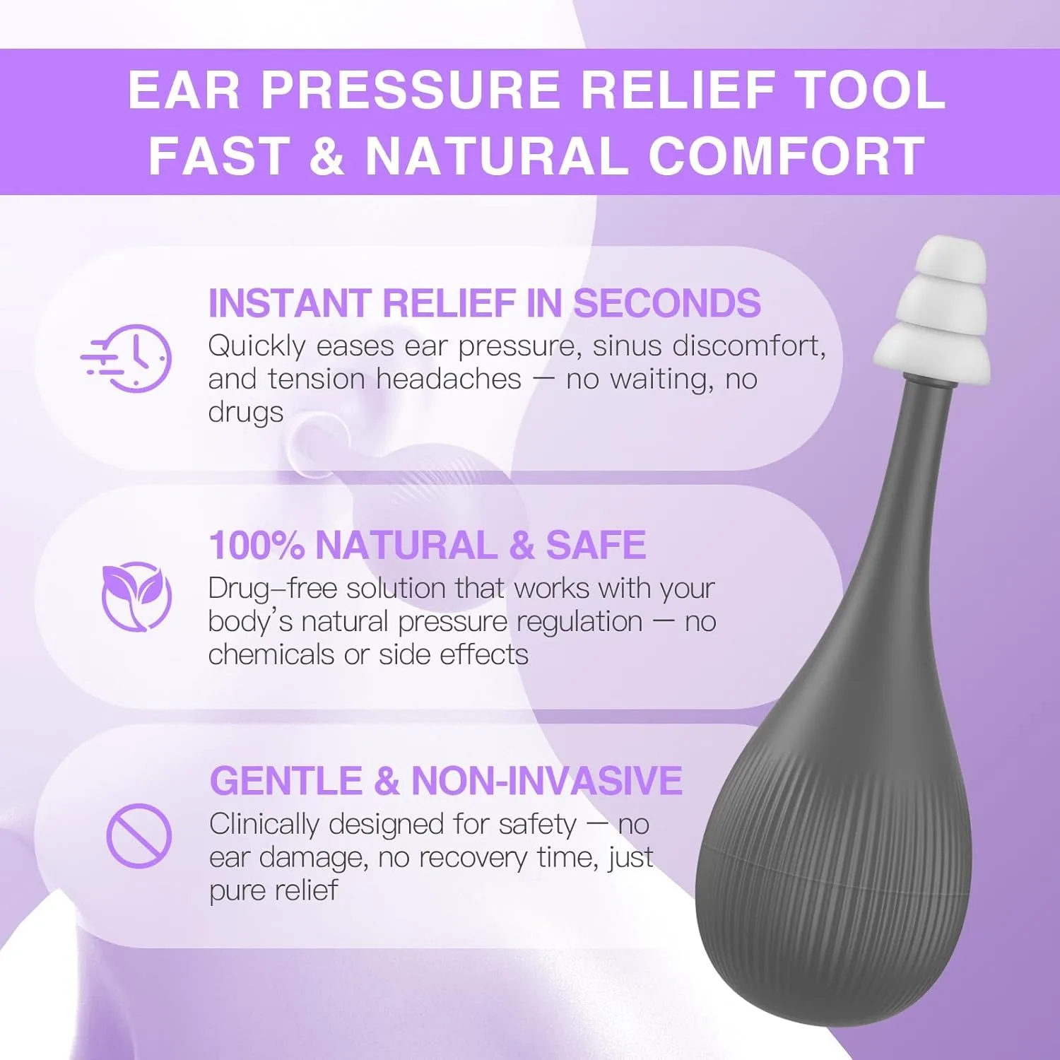 New Ear Pressure Relief Suction Device 3-layer Earplugs Inner for Improve Treatment Relief Otitis Popping Sinus﻿ Ears Care