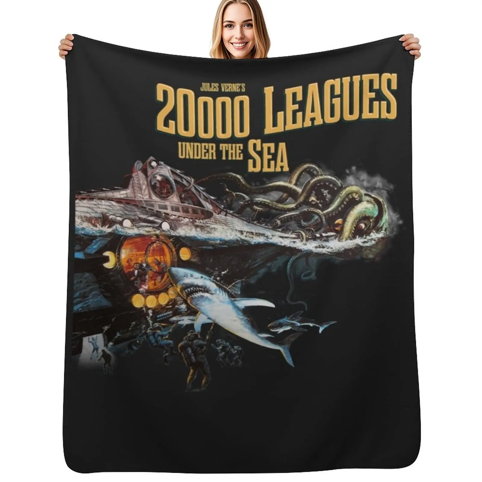 

20,000 leagues under sea Jules Verne Classic T-Shirt Throw Blanket Blankets For Baby Plush Summer Beddings Furry Blankets