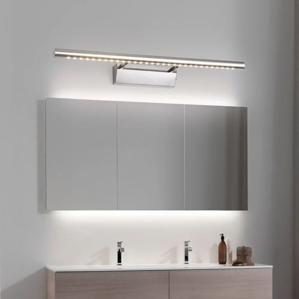 Lampada da parete impermeabile lampada impermeabile in acciaio inossidabile semplice specchio da bagno luce bianca calda per uso domestico toilette per interni camera da letto