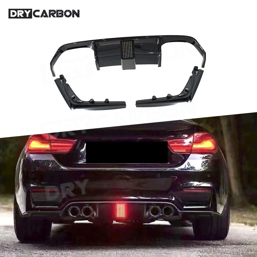 

Rear Diffuser Spoiler With Led Light Side Splitters Canards Flaps Car Body Kits Accessories for BMW F80 M3 F82 F83 M4 2014-2019