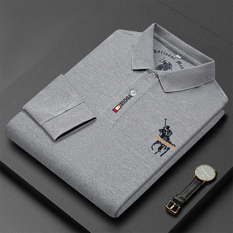 Brand 2024 New Long Sleeve Polo Shirt Lapel Embroidery Shirts Casual Men Clothing TShirts Fashion Breathable High Quality Tops