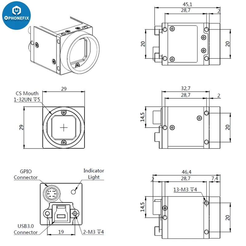 Fotocamera digitale industriale ad alta velocità USB3.0 Scan visione artificiale monocromatica dell\'otturatore globale con sistema Windows di