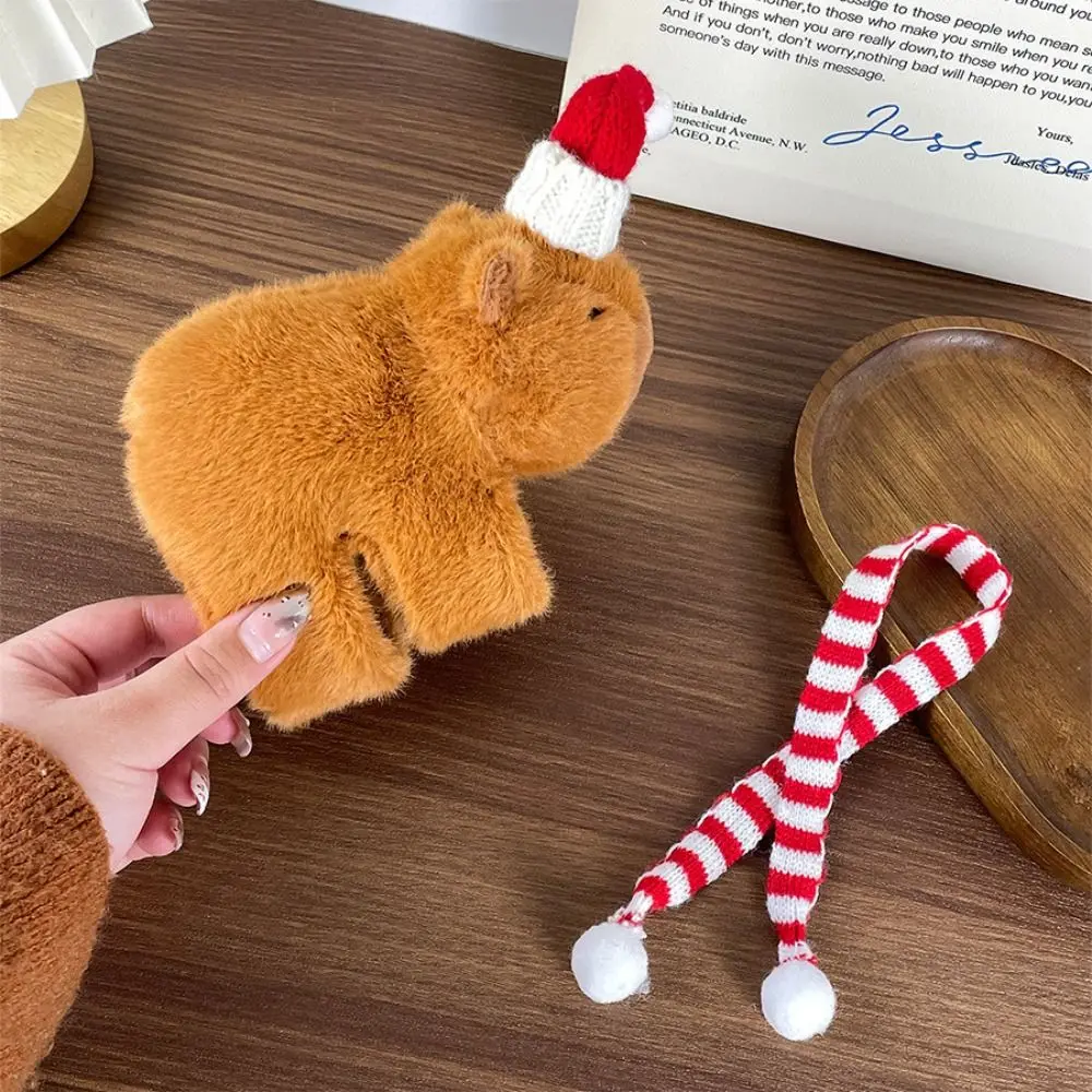 Christmas Hat Capybara Plush Slap Bracelet Clap Circle Toy Fluffy Capybara Slap Snap Doll Toy Cute Wristband