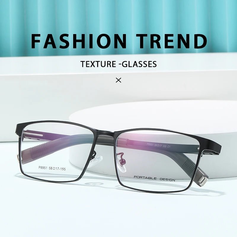 P8951 Ultra light Titanium alloy Glasses Frame Men square Large size Eyeglasses Woman Business Eyewear Simple spectacle Frames