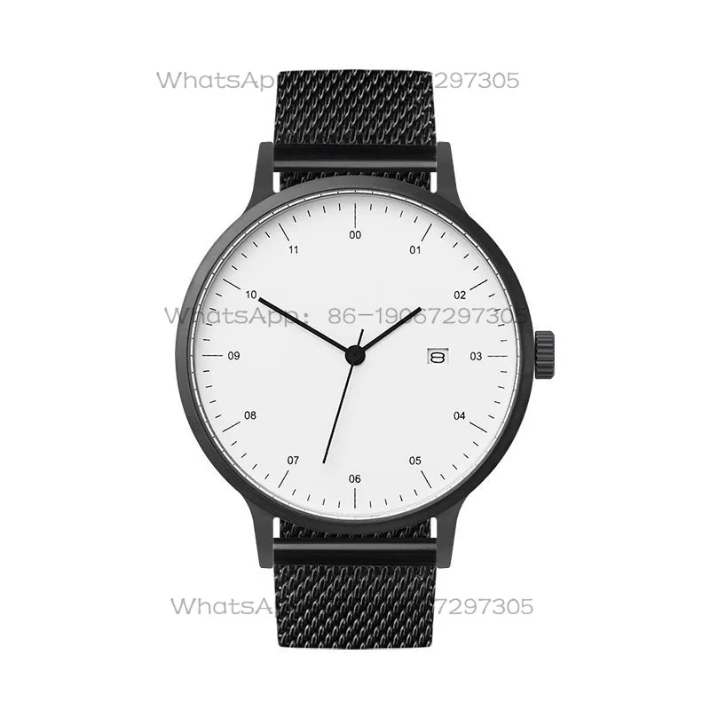 

Perfect Time Watch Store Minimalist Design Black Steel Belt Men's and Women's Calendar Gift Box Stainless Steel Watch