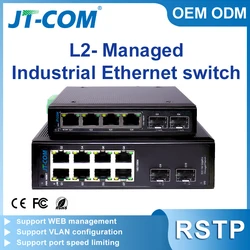 S Comutador de transferência de dados Ethernet industrial gerido por 6/10 portas Full Gigabit Comutador industrial gerido por L2- Gigabit com suporte RSTP