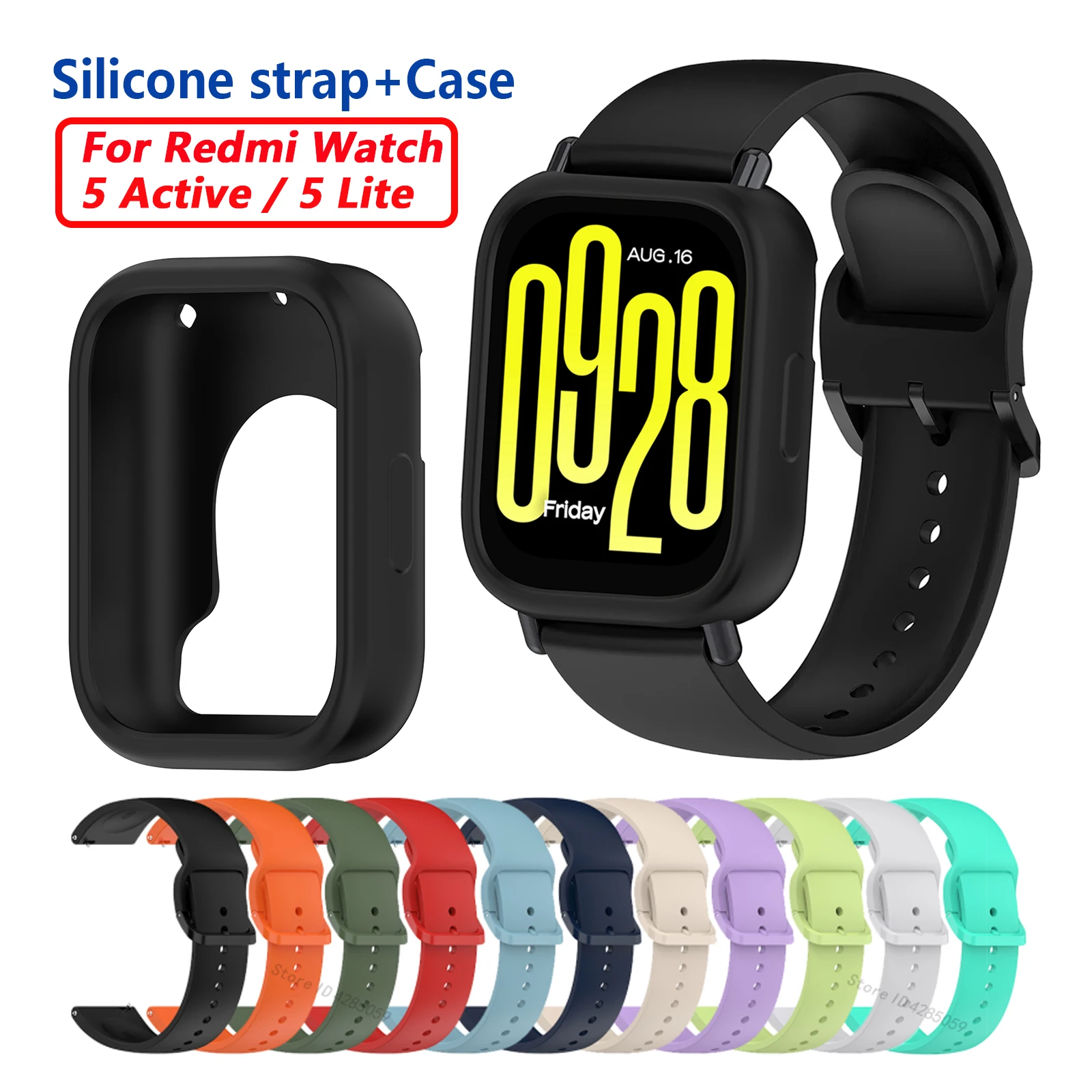 Silicone Strap + Case for Redmi watch 5 Active Smart watch Watchbands for Redmi watch 5 Lite Bracelet Sport Strap Accessories