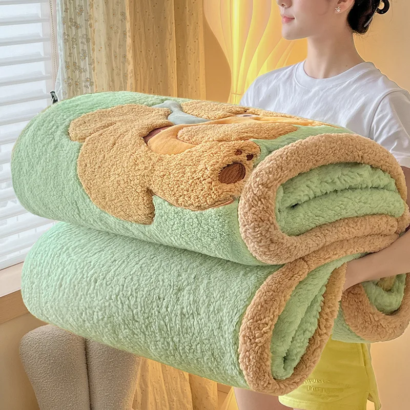 2025 New Winter Blanket Lamb Fleece Blanket One-piece Nap Blanket Office Blanket Thickened Sofa Blanket Simple and Fashionable