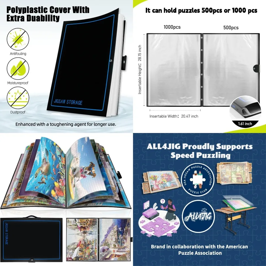 

ALL4JIG Puzzle Storage Folder Keeper for Jigsaw Enthusiasts Puzzle Space-Saving Organizer Accessories for Adults Holds 20 Puzzl