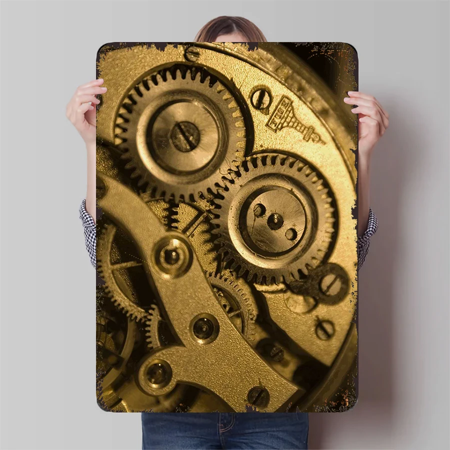 Vintage Gear Precision Mechanical Art Iron Painting Home Wall Decor Watch Themed Hanging Ornament