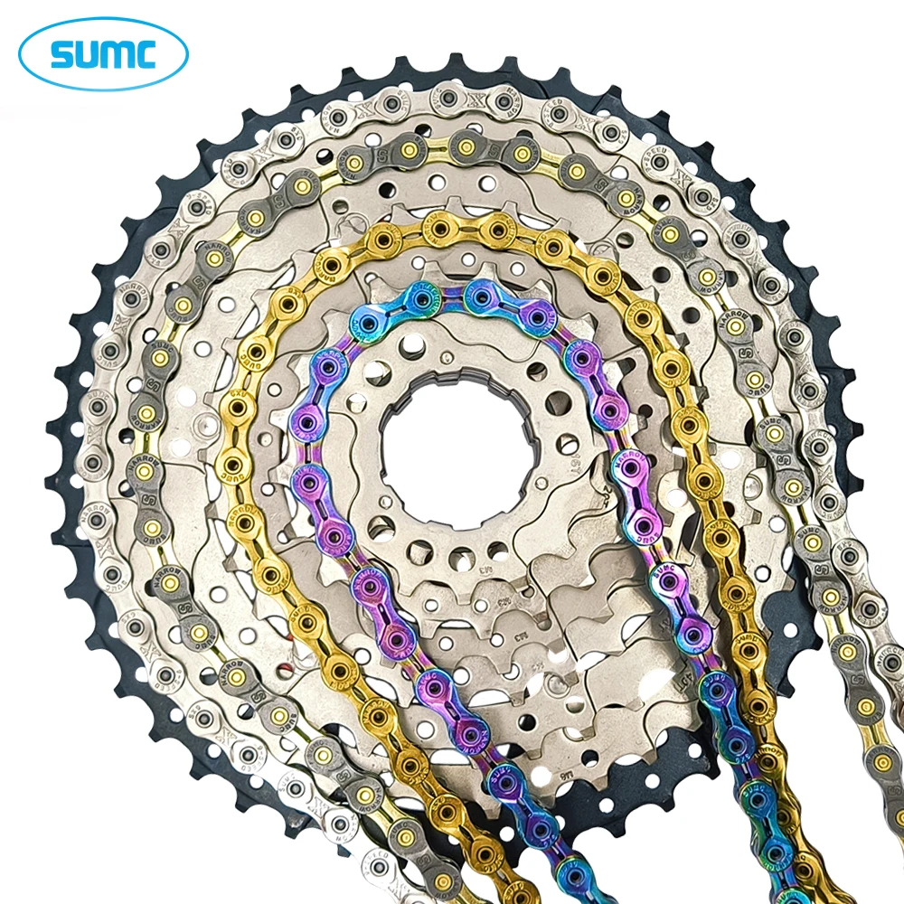 SUMC 9 Speed Bicycle Chain Silver Gold Half/Full Hollow Ultralight 116L 9s 9V Mountain Road Bike Chains Parts for shimano sram