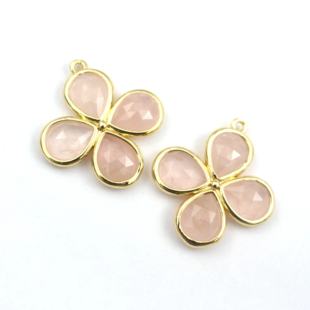 4pcs DIY Jewelry Accessories Faceted Cross Shape Natural Labradorite Amazonite Quartz Stone Pendant Charms for Earrings Necklace