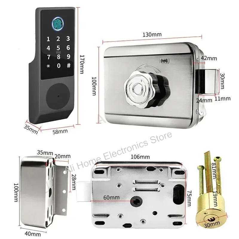 Tuya WIFI Biometric Fingerprint Lock Outdoor IP68 Waterproof Electronic Smart Door Lock TTlock Bullhead Lock App Remote Unlock