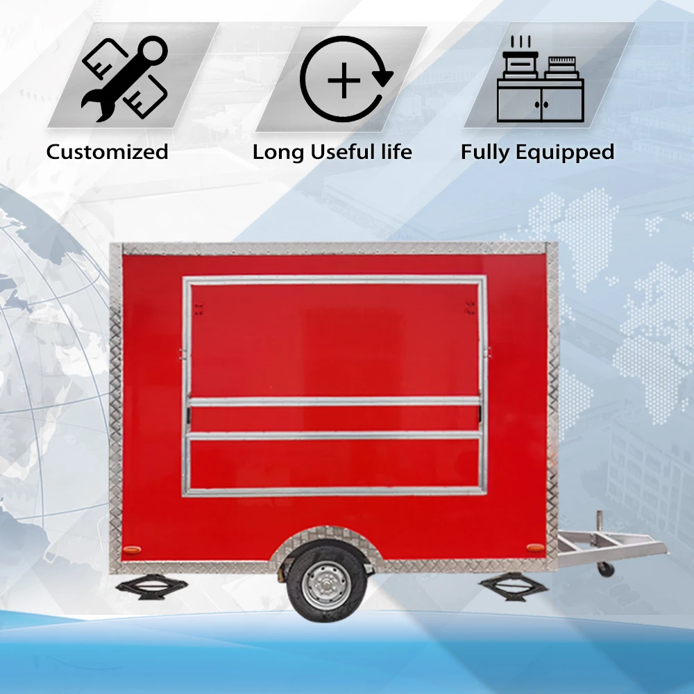 รถพ่วงขายอาหารน้ำผลไม้พร้อมตู้แช่แข็งในห้องครัวเคลื่อนที่ได้