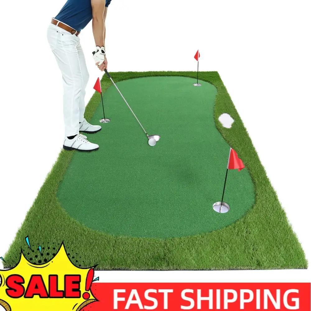 

Тренажерный коврик для гольфа с подвижной чашкой и наклонной платформой, 3х1,5 м, с 3 флажками, для тренировки паттинга в помещении и на улице