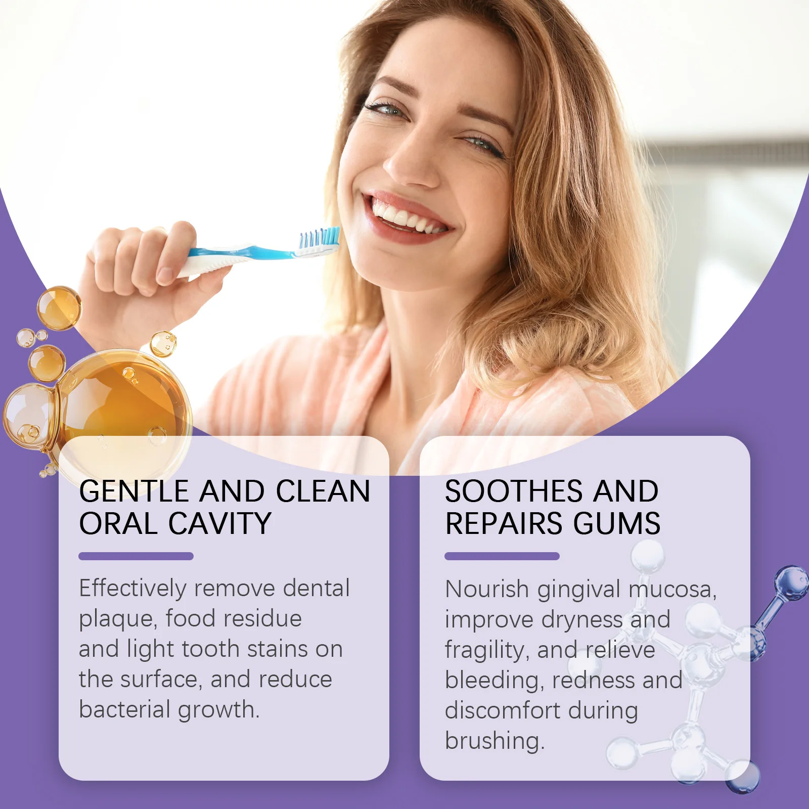 Purple Gum Protection Toothpaste Soothe Repair Gums Strengthen Enamel Prevent Cavities Fade Stains Teeth Brightening Toothpaste