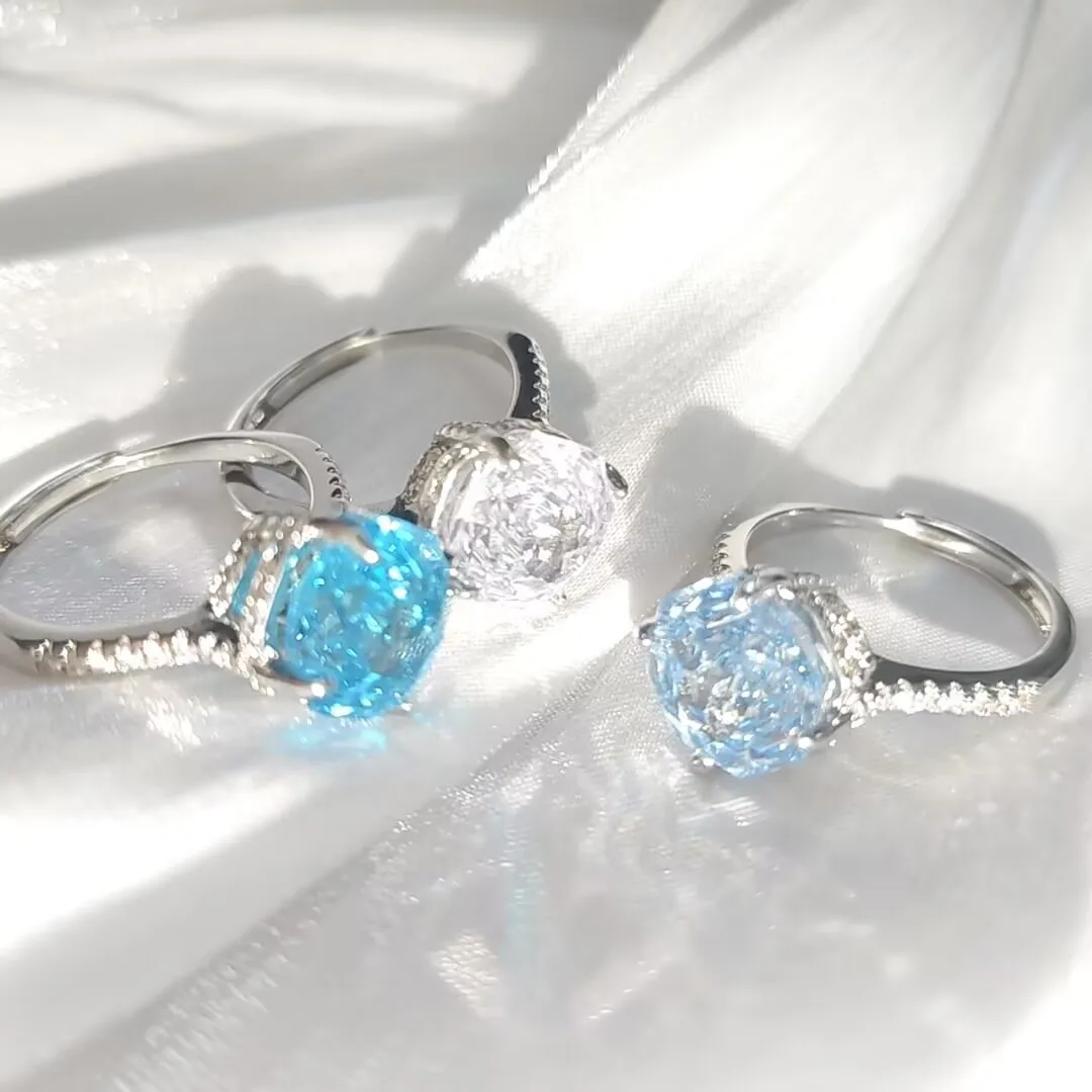 925 Sterling Silver Temperament Fashion Octagon Millennium Rose Cut Zircon Ring Birthday Party Anniversary Gift