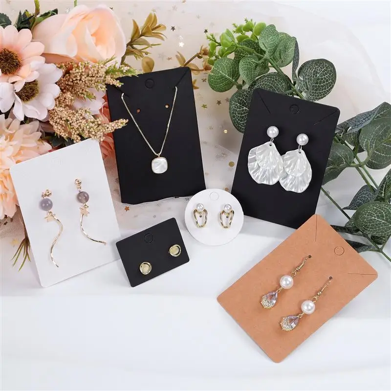 50pcs/lot 6x9cm Earrings Necklaces Display Cards for Jewelry Boxed and Packaging Cardboard Hang Tag Card Ear Studs Paper Card