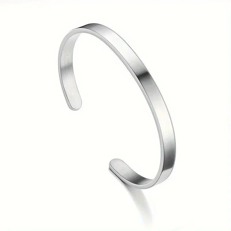 Simple C- shaped Bracelet, Personalized Fashion, Men's Stainless Steel Smooth Open Bracelet