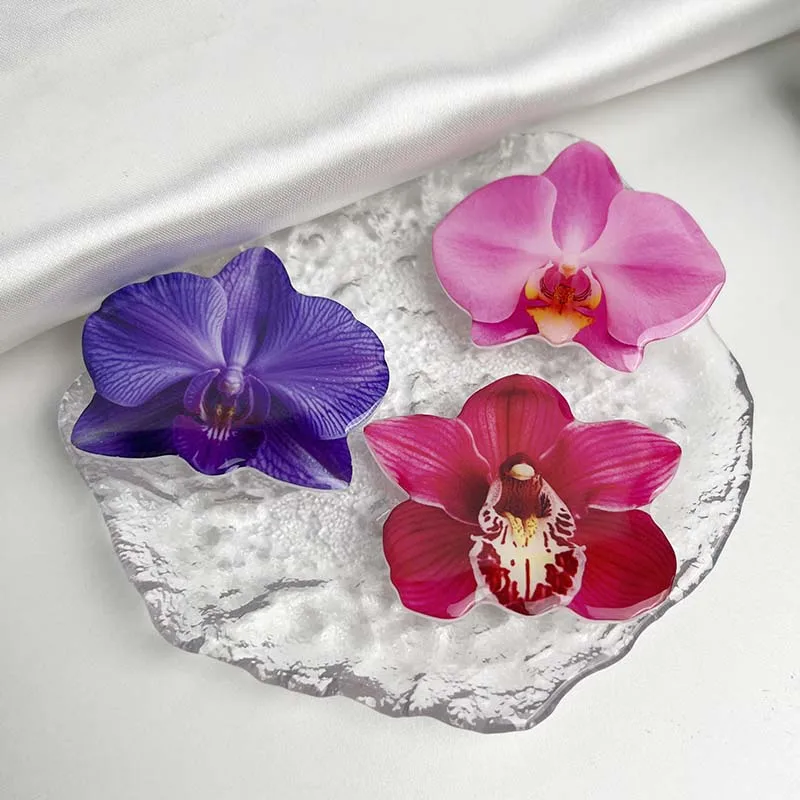 Cute Phalaenopsis Phone Holder Socket Grip Network Hot Talent Recommendation Foldable Cymbidium Phone Bracket For IPhone 16 view 5