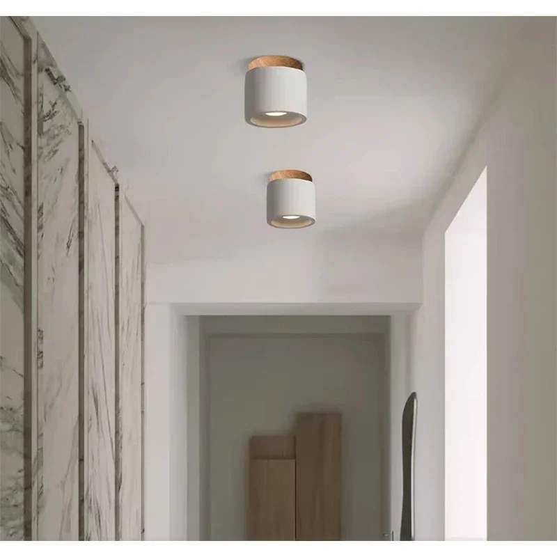 الاسمنت LED مصباح السقف الحد الأدنى ديكور المنزل الصناعي سجل الخشب الحجر سطح شنت الأضواء المستديرة Foco 110 فولت 220 فولت #2