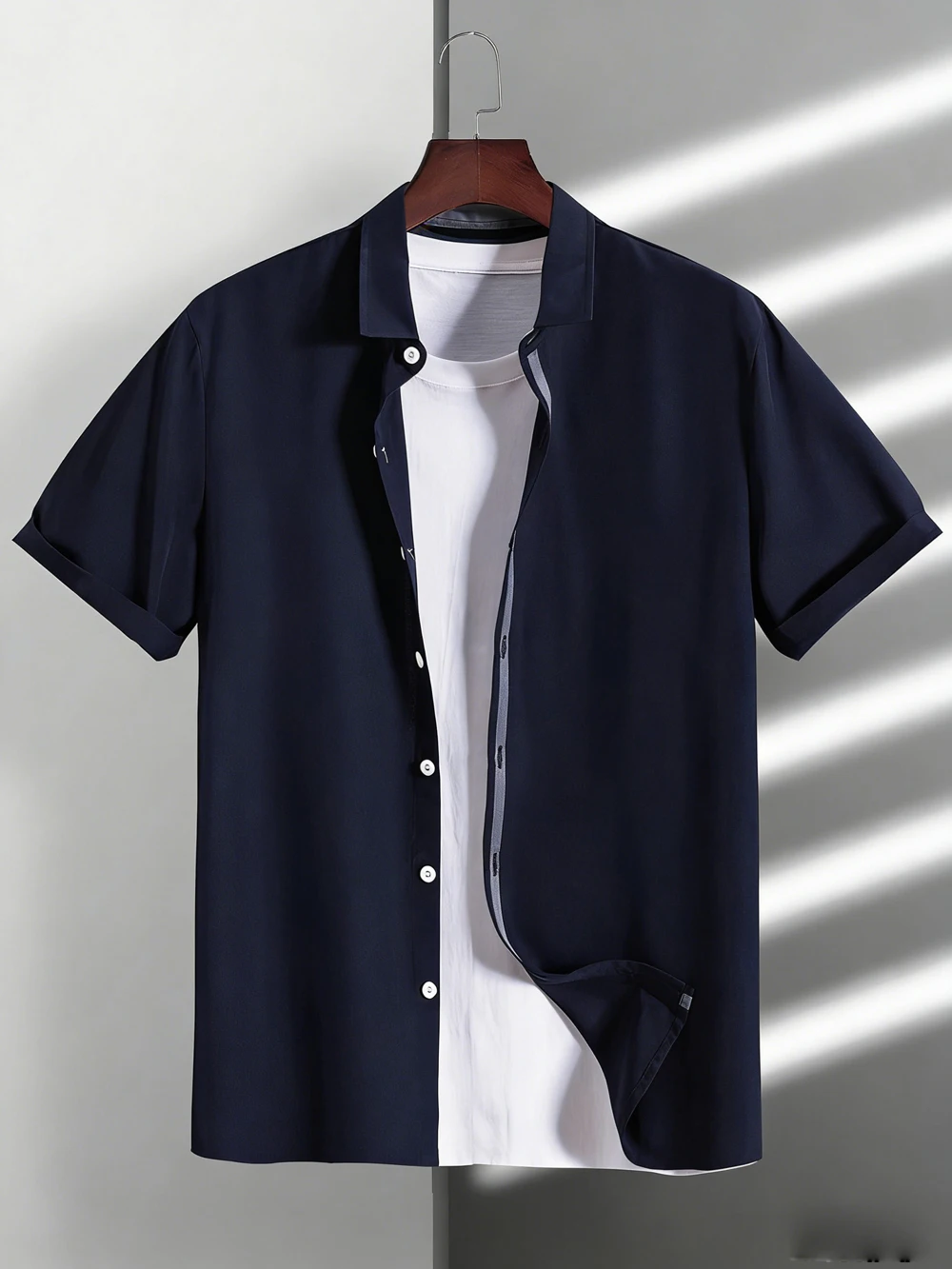 

Men's Simple Retro Short-Sleeve Shirt, Colorful Solid Large Size Loose Shirt, Hawaiian Vacation Outdoor Social Men's Clothing 6X